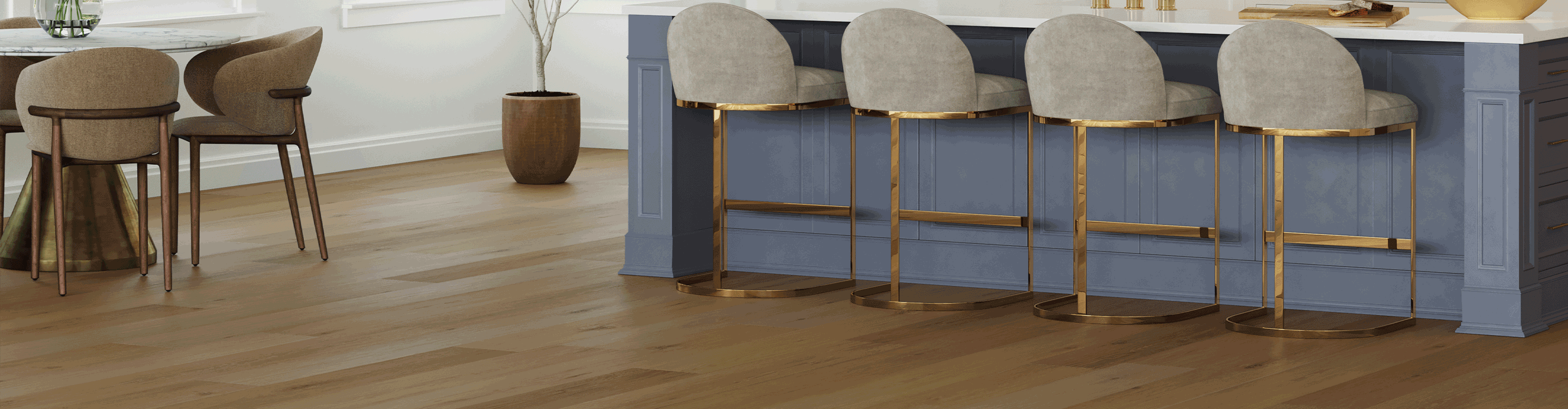 wood look luxury vinyl plank flooring in kitchen