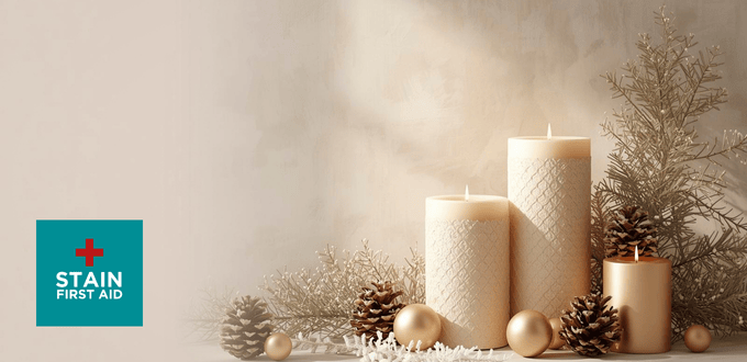 candles with holiday decor